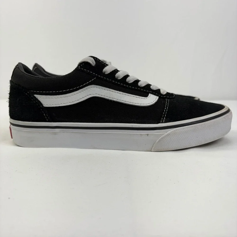 Vans Ward Low Top Black White‎ Suede Canvas Skate Shoes 500714 M 7 W 8.5